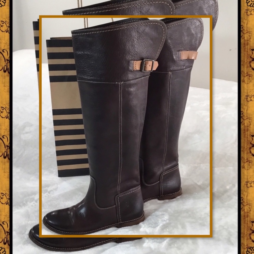 FRYE WOMENS PAIGE CUFF BROWN OVER THE KNEE BOOT 6